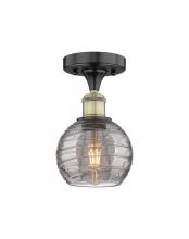  616-1F-BAB-G1213-6SM - Athens Deco Swirl - 1 Light - 6 inch - Black Antique Brass - Semi-Flush Mount