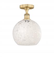  616-1F-BB-G1216-10WM - White Mouchette - 1 Light - 10 inch - Brushed Brass - Semi-Flush Mount