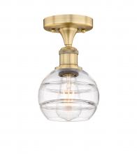  616-1F-BB-G556-6CL - Rochester - 1 Light - 6 inch - Brushed Brass - Semi-Flush Mount