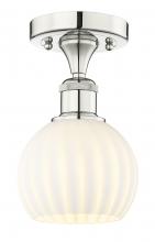  616-1F-PN-G1217-6WV - White Venetian - 1 Light - 6 inch - Polished Nickel - Semi-Flush Mount