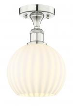  616-1F-PN-G1217-8WV - White Venetian - 1 Light - 8 inch - Polished Nickel - Semi-Flush Mount