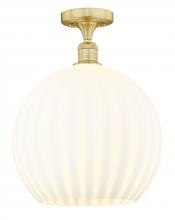  616-1F-SG-G1217-14WV - White Venetian - 1 Light - 14 inch - Satin Gold - Semi-Flush Mount