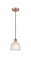  616-1P-AC-G411 - Dayton - 1 Light - 6 inch - Antique Copper - Cord hung - Mini Pendant