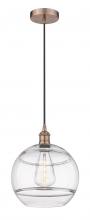  616-1P-AC-G556-12CL - Rochester - 1 Light - 12 inch - Antique Copper - Cord hung - Mini Pendant