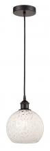  616-1P-OB-G1216-8WM - White Mouchette - 1 Light - 8 inch - Oil Rubbed Bronze - Cord Hung - Mini Pendant