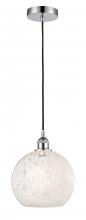  616-1P-PC-G1216-10WM - White Mouchette - 1 Light - 10 inch - Polished Chrome - Cord Hung - Mini Pendant