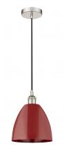  616-1P-PN-MBD-9-RD - Plymouth - 1 Light - 9 inch - Polished Nickel - Cord hung - Mini Pendant