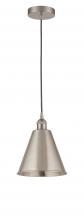  616-1P-SN-MBC-8-SN - Berkshire - 1 Light - 8 inch - Brushed Satin Nickel - Cord hung - Mini Pendant