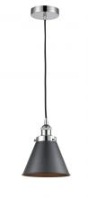  616-1PH-PC-M13-BK - Appalachian - 1 Light - 8 inch - Polished Chrome - Cord hung - Mini Pendant