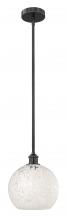  616-1S-BK-G1216-10WM - White Mouchette - 1 Light - 10 inch - Matte Black - Stem Hung - Mini Pendant