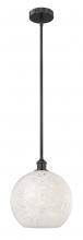  616-1S-BK-G1216-12WM - White Mouchette - 1 Light - 12 inch - Matte Black - Stem Hung - Mini Pendant