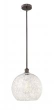  616-1S-OB-G1216-14WM - White Mouchette - 1 Light - 14 inch - Oil Rubbed Bronze - Stem Hung - Pendant