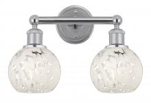  616-2W-PC-G1216-6WM - White Mouchette - 2 Light - 15 inch - Polished Chrome - Bath Vanity Light