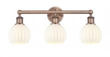  616-3W-AC-G1217-6WV - White Venetian - 3 Light - 24 inch - Antique Copper - Bath Vanity Light