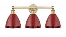  616-3W-BB-MBD-75-RD - Plymouth - 3 Light - 26 inch - Brushed Brass - Bath Vanity Light