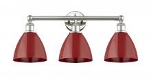  616-3W-PN-MBD-75-RD - Plymouth - 3 Light - 26 inch - Polished Nickel - Bath Vanity Light