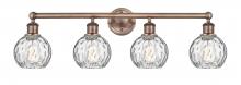  616-4W-AC-G1215-6 - Athens Water Glass - 4 Light - 33 inch - Antique Copper - Bath Vanity Light