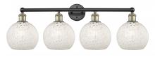  616-4W-BAB-G1216-8WM - White Mouchette - 4 Light - 35 inch - Black Antique Brass - Bath Vanity Light