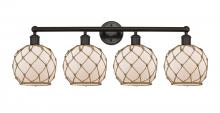Innovations Lighting 616-4W-OB-G121-8RB - Farmhouse Rope - 4 Light - 35 inch - Oil Rubbed Bronze - Bath Vanity Light