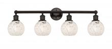  616-4W-OB-G1216-6WM - White Mouchette - 4 Light - 33 inch - Oil Rubbed Bronze - Bath Vanity Light