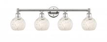  616-4W-PN-G1216-6WM - White Mouchette - 4 Light - 33 inch - Polished Nickel - Bath Vanity Light