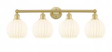  616-4W-SG-G1217-8WV - White Venetian - 4 Light - 35 inch - Satin Gold - Bath Vanity Light