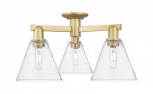Innovations Lighting 716-3F-BB-GBC-84 - Berkshire Glass - 3 Light - 26 inch - Brushed Brass - Semi-Flush Mount