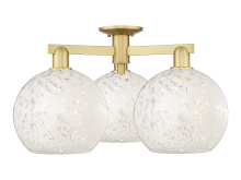 Innovations Lighting 716-3F-SG-G1216-10WM - White Mouchette - 3 Light - 28 inch - Satin Gold - Semi-Flush Mount