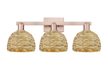Innovations Lighting 716-3W-AC-RBD-8-NAT - Woven Rattan - 3 Light - 27 inch - Antique Copper - Bath Vanity Light