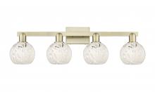 Innovations Lighting 716-4W-AB-G1216-6WM - White Mouchette - 4 Light - 33 inch - Antique Brass - Bath Vanity Light