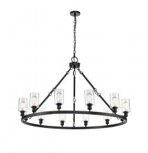  850-BK-G802 - Clymer - 12 Light - 50 inch - Matte Black - Chain Hung - Chandelier