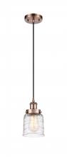  916-1P-AC-G513 - Bell - 1 Light - 5 inch - Antique Copper - Cord hung - Mini Pendant