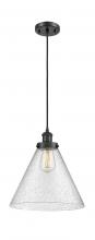  916-1P-BK-G44-L - Cone - 1 Light - 12 inch - Matte Black - Cord hung - Mini Pendant