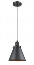  916-1P-BK-M13 - Appalachian - 1 Light - 8 inch - Matte Black - Cord hung - Mini Pendant