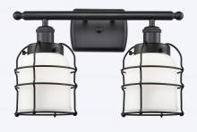  916-2W-BK-G51-CE - Bell Cage - 2 Light - 16 inch - Matte Black - Bath Vanity Light