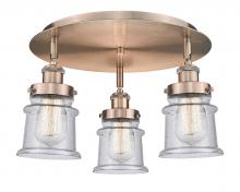  916-3C-AC-G184S - Canton - 3 Light - 17 inch - Antique Copper - Flush Mount