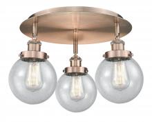 Innovations Lighting 916-3C-AC-G204-6 - Beacon - 3 Light - 18 inch - Antique Copper - Flush Mount