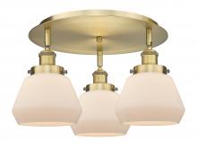  916-3C-BB-G171 - Fulton - 3 Light - 19 inch - Brushed Brass - Flush Mount