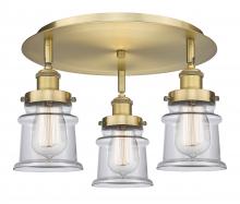  916-3C-BB-G182S - Canton - 3 Light - 17 inch - Brushed Brass - Flush Mount