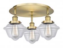  916-3C-BB-G532 - Oxford - 3 Light - 19 inch - Brushed Brass - Flush Mount