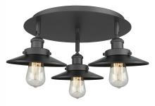  916-3C-BK-M6-BK - Edison - 3 Light - 20 inch - Matte Black - Flush Mount