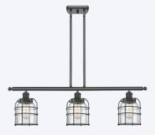  916-3I-BK-G52-CE - Bell Cage - 3 Light - 36 inch - Matte Black - Stem Hung - Island Light