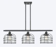  916-3I-BK-G72-CE - Bell Cage - 3 Light - 36 inch - Matte Black - Stem Hung - Island Light