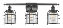  916-3W-BK-G54-CE - Bell Cage - 3 Light - 26 inch - Matte Black - Bath Vanity Light