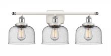  916-3W-WPC-G74 - Bell - 3 Light - 28 inch - White Polished Chrome - Bath Vanity Light