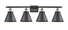  916-4W-BAB-M13-BK - Appalachian - 4 Light - 36 inch - Black Antique Brass - Bath Vanity Light