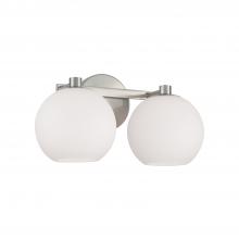  152121BN-548 - 2-Light Circular Globe Vanity in Brushed Nickel with Soft White Glass