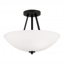  218921MB - 2-Light Semi-Flush Mount in Matte Black with Soft White Glass Shade