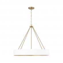  453041RE - 4-Light Modern Circular Metal Chandelier in Matte White with Painted Matte Brass Interior