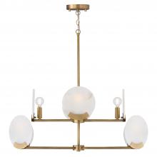  454681AD - 8-Light Two-Tier Chandelier in Aged Brass with Natural Alabaster Stone